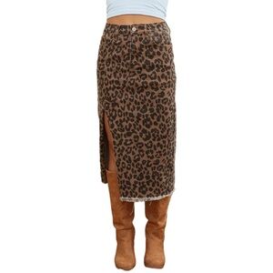 Leopard Print Midi Skirt